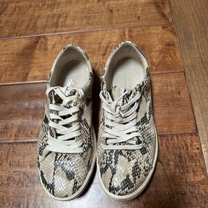 Cole Haan Beige and Black Snake-Print Lace-Up Sneakers